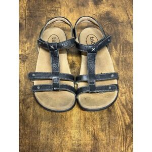 Taos Sandals Womens 6 Trophy 2 Strappy Black Leather Open Toe Casual Slingback